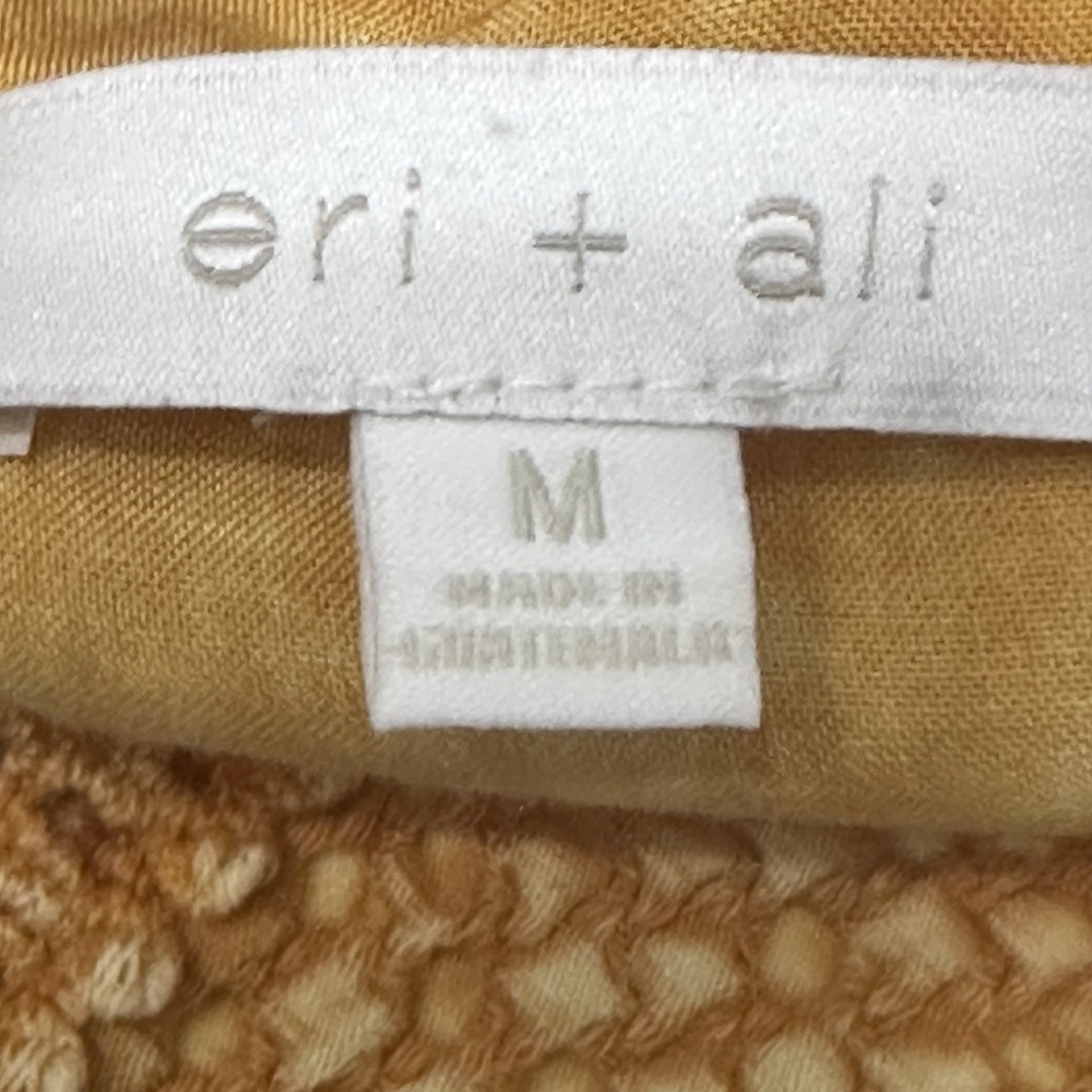Eri + Ali Anthropologie Mustard Yellow Smocked Crochet Lace Ruffle Tank Top M - Picture 7 of 8